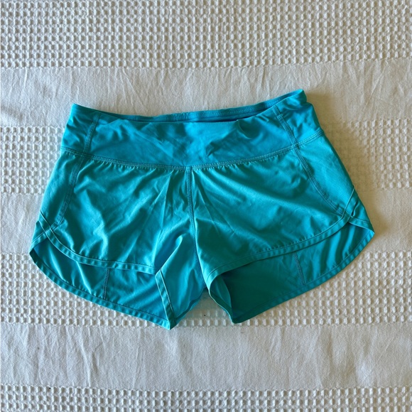 Turquoise blue lululemon speed shorts. - Picture 3 of 3